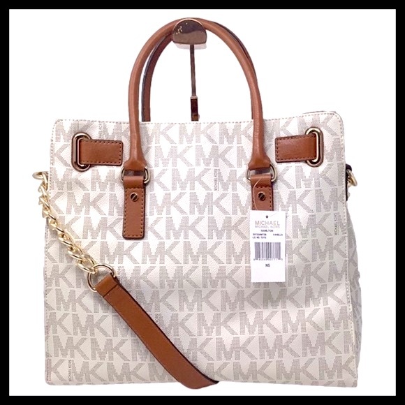 MICHAEL KORS Hamilton Large Satchel Tote Bag Vanilla - Picture 8 of 14